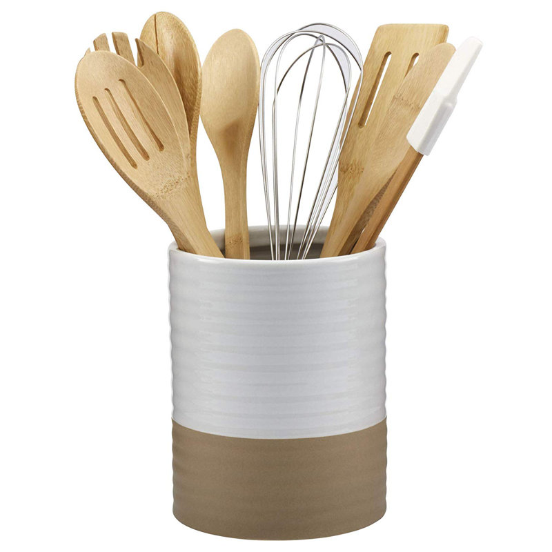 Basic Essentials White Serveware Cooking Utensil Set with Utensil Crock & Reviews Wayfair